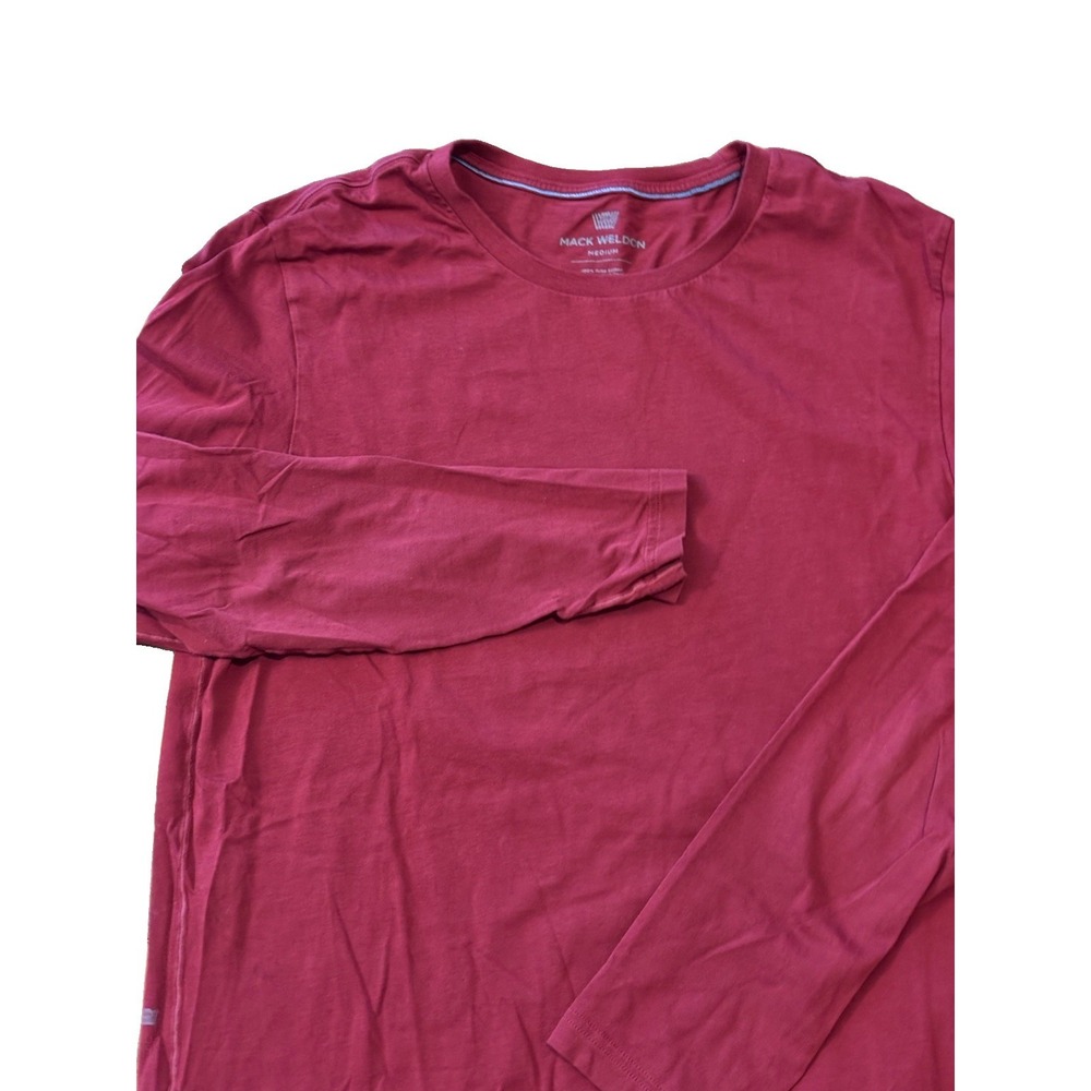 Mack Weldon Mens M Berry Red Pima Cotton Long Sleeve Crewneck Tee Layering Wine